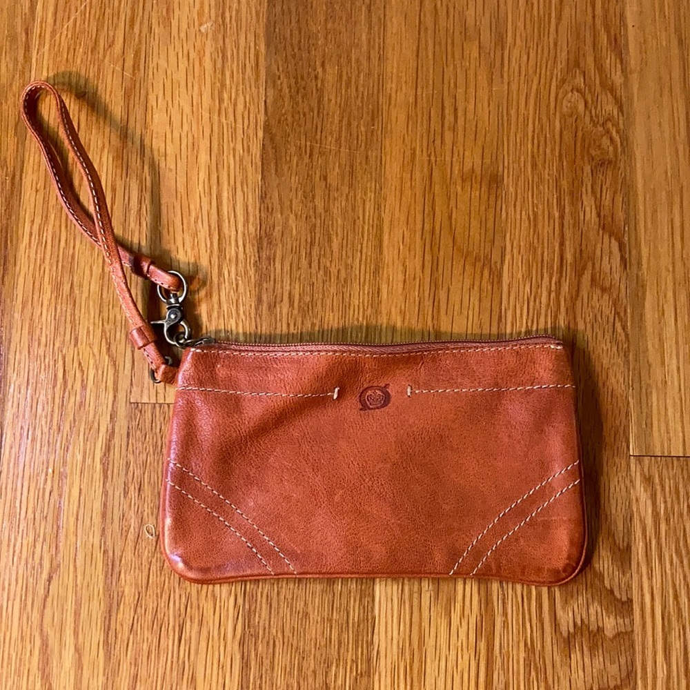 Born Wristlet with Stitching Detail and Brass Colored Hardware